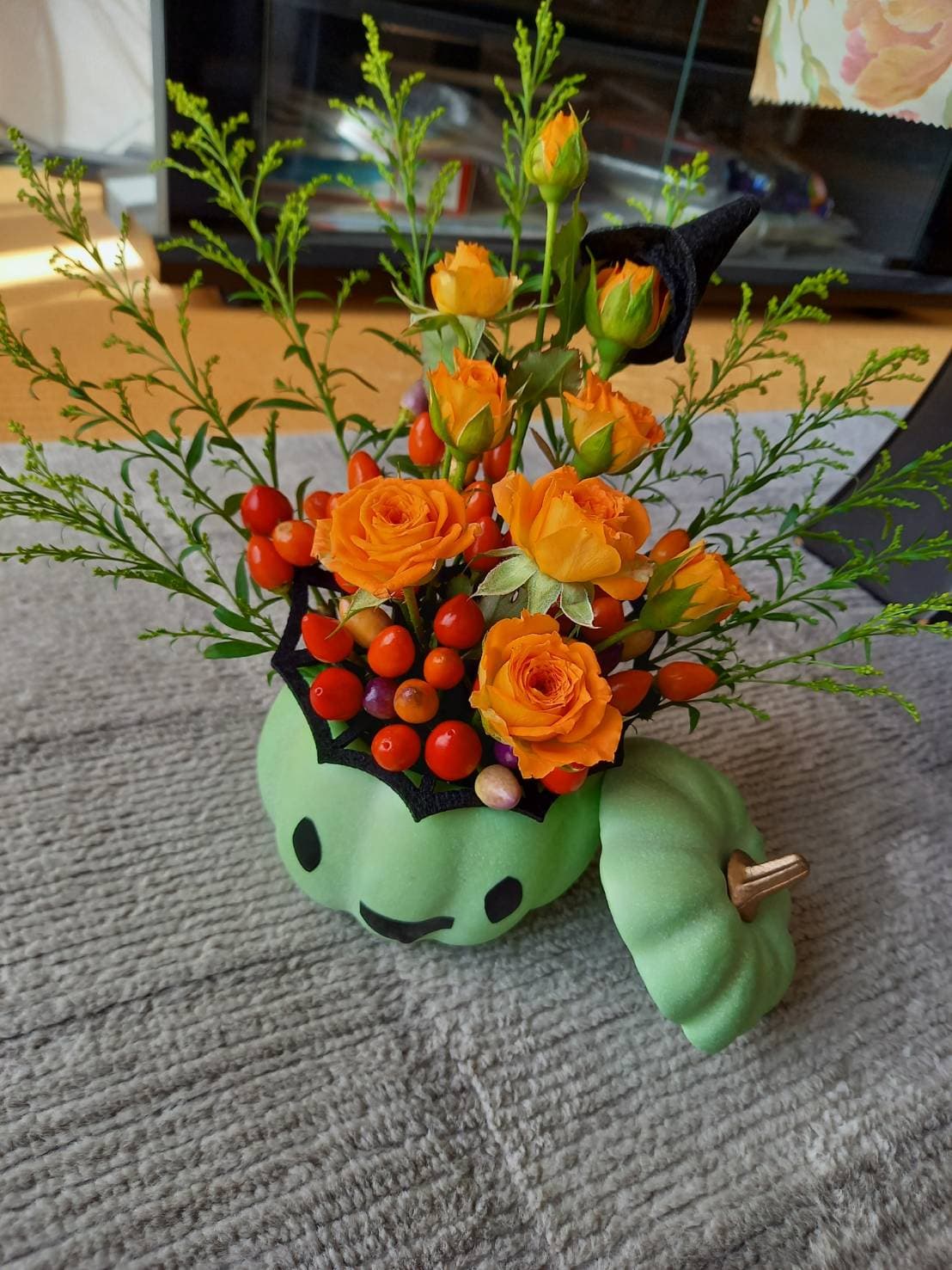 ハロウィンのかぼちゃアレンジ